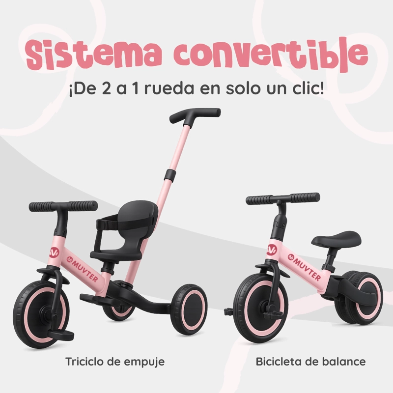 TRICICLO MULTIFUNCIONAL 5 EN 1 MUVTER RIDE ROSA - 5
