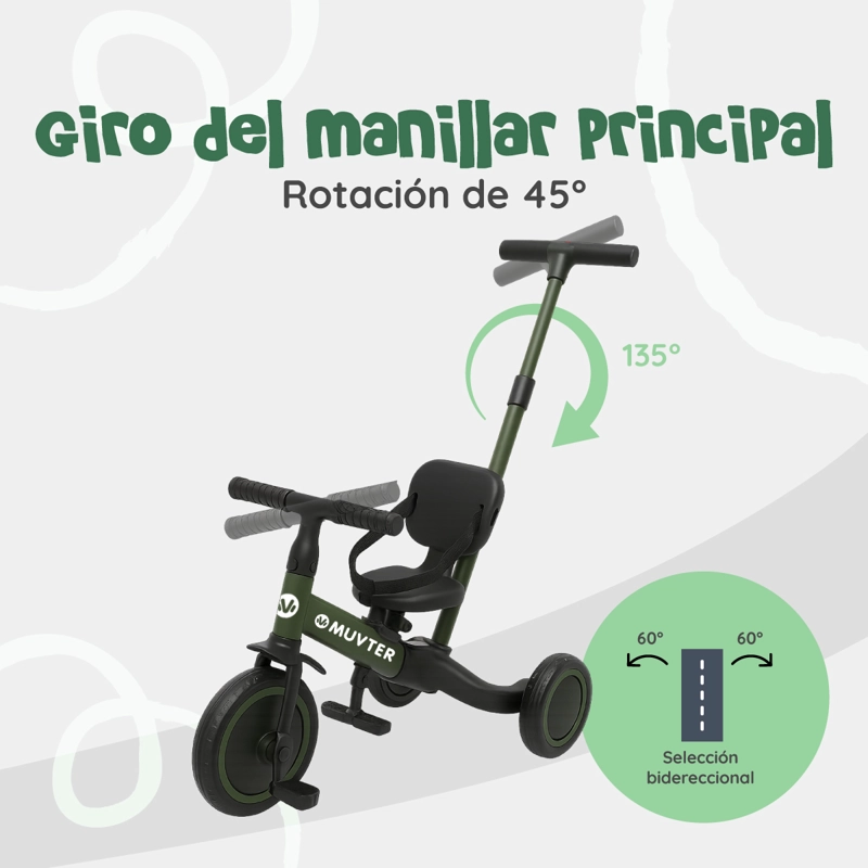 TRICICLO MULTIFUNCIONAL 5 EN 1 MUVTER RIDE ROSA - 6