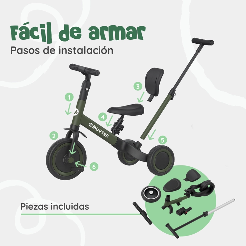 TRICICLO MULTIFUNCIONAL 5 EN 1 MUVTER RIDE ROSA - 7