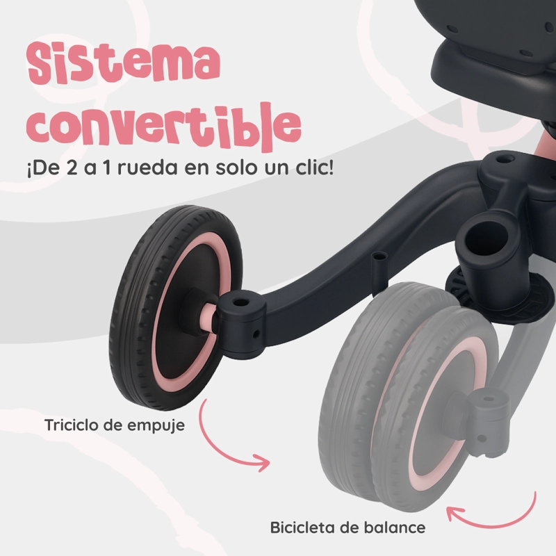 TRICICLO MULTIFUNCIONAL 5 EN 1 MUVTER RIDE ROSA - 9