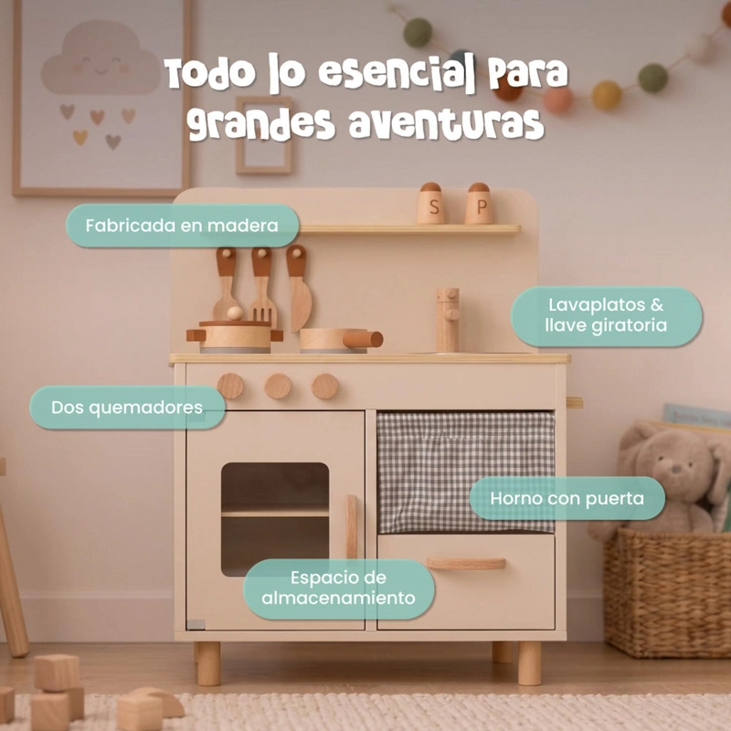 COCINA DE MADERA PARA NIÑOS MUVTER MINI KITCHEN - 6