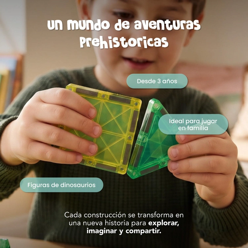 BLOQUES MAGNE TICOS DINOSAURIOS 142 PIEZAS CON ACUARELAS - 7