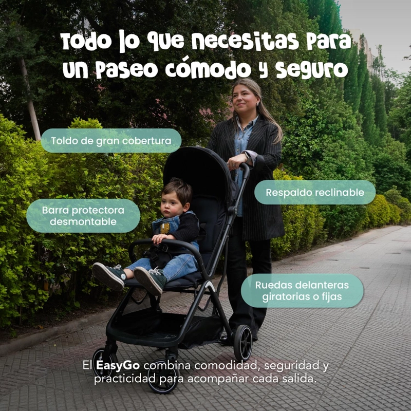 COCHE DE PASEO MUVTER EASYGO PLEGABLE PARA BEBE  0 A 4 AÑOS - 4