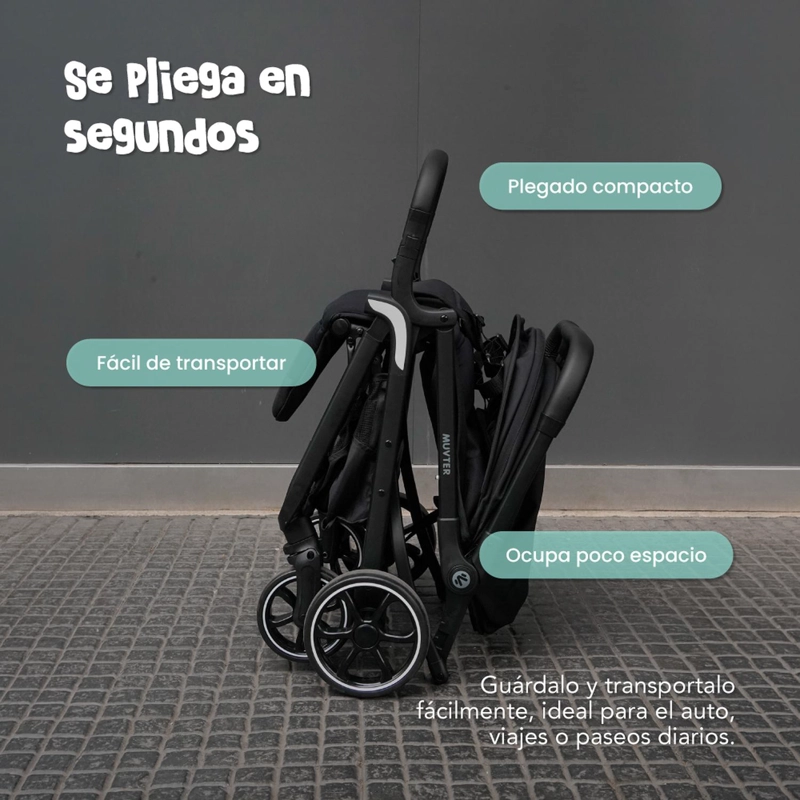 COCHE DE PASEO MUVTER EASYGO PLEGABLE PARA BEBE  0 A 4 AÑOS - 5
