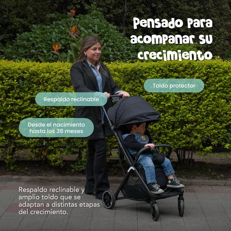 COCHE DE PASEO MUVTER EASYGO PLEGABLE PARA BEBE  0 A 4 AÑOS - 6