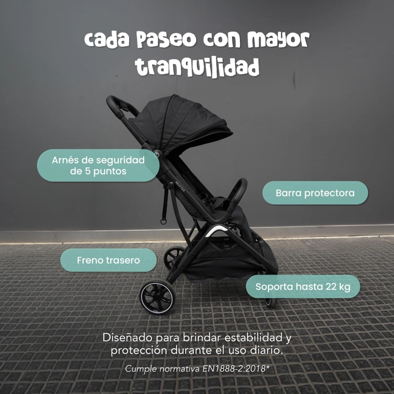 COCHE DE PASEO MUVTER EASYGO PLEGABLE PARA BEBE  0 A 4 AÑOS - 7