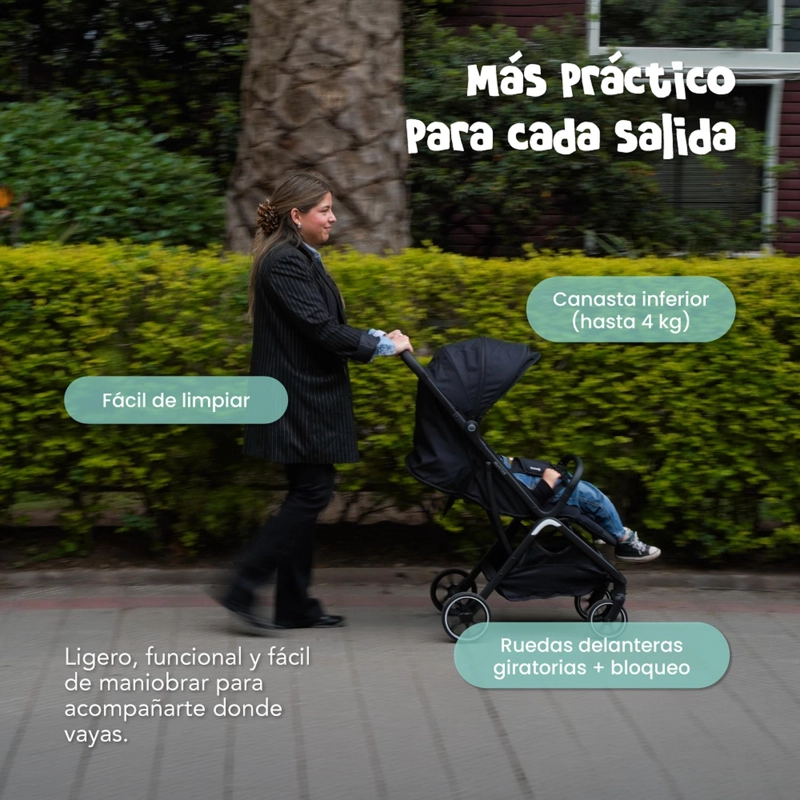 COCHE DE PASEO MUVTER EASYGO PLEGABLE PARA BEBE  0 A 4 AÑOS - 8