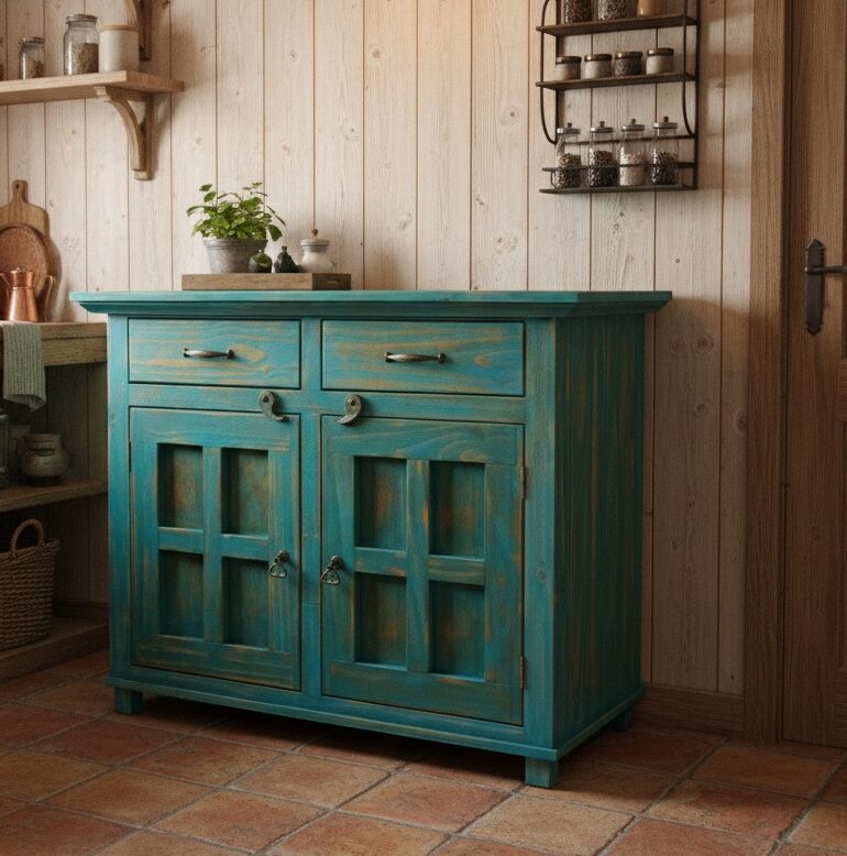 TABURETE RUSTICO INDUSTRIAL TAIKKEE TAPIZ DE ECOCUERO COLOR CAFE - 5