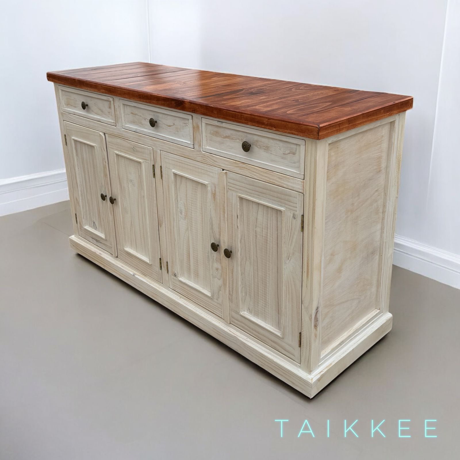 BUFFET RÚSTICO 4 PUERTAS TAIKKEE ALBAYALDE BLANCO MADERA - 3
