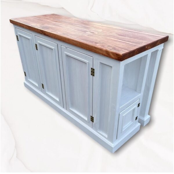 ISLA CON TABURETES TAIKKEE COCINA RÚSTICA ALBAYALDE BLANCO MADERA - 3