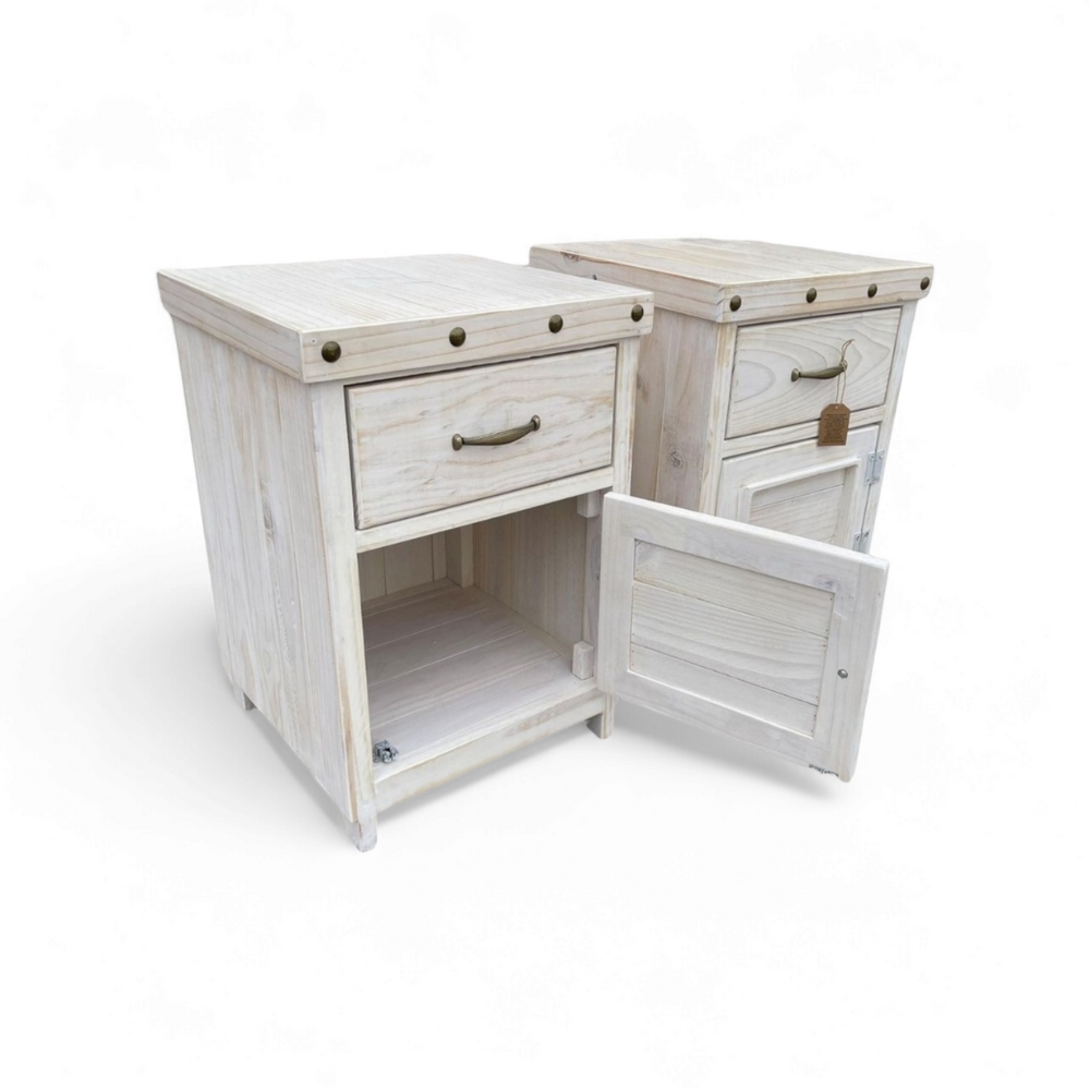 VELADORES TAIKKEE MADERA BLANCO PACK 2 RÚSTICOS DECAPADO - 1