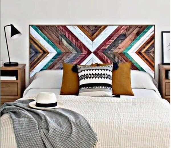 RESPALDO TAIKKEE CAMA MOSAICO ARTESANAL 2 PLAZAS MADERA MULTICOLOR - 2