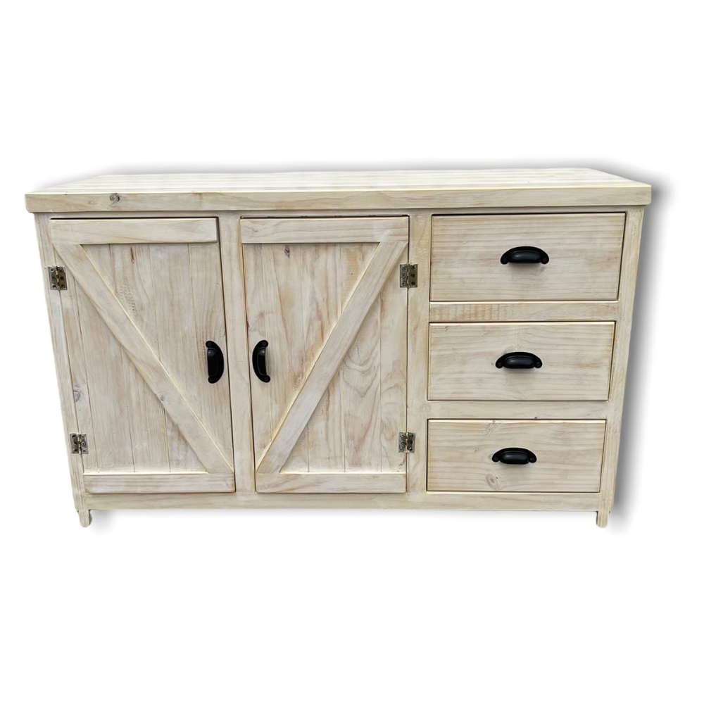 MUEBLE COCINA TAIKKEE MADERA 2 PUERTAS 3 CAJONES BLANCO RÚSTICO ALBAYALDE - 2