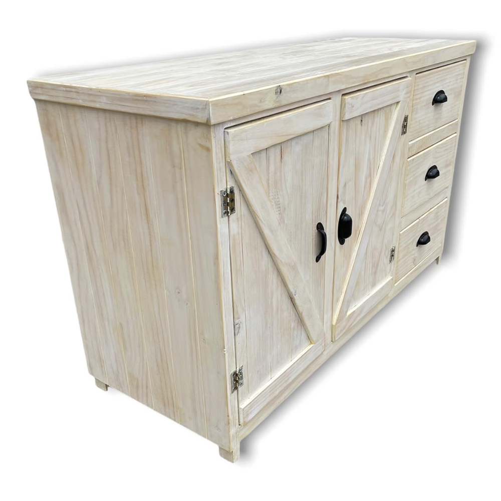 MUEBLE COCINA TAIKKEE MADERA 2 PUERTAS 3 CAJONES BLANCO RÚSTICO ALBAYALDE - 3
