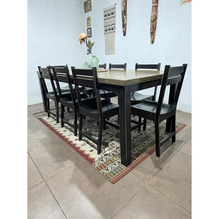 MESA COMEDOR TAIKKEE RÚSTICO CON 8 SILLAS ESTRUCTURA NEGRO MADERA - 2
