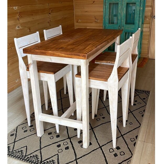 MESA DE COMEDOR RÚSTICA CON 4 SILLAS TAIKKEE ESTRUCTURA BLANCO ALBAYALDE - 2