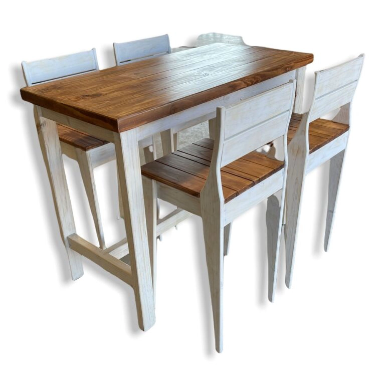 MESA DE COMEDOR RÚSTICA CON 4 SILLAS TAIKKEE ESTRUCTURA BLANCO ALBAYALDE - 3