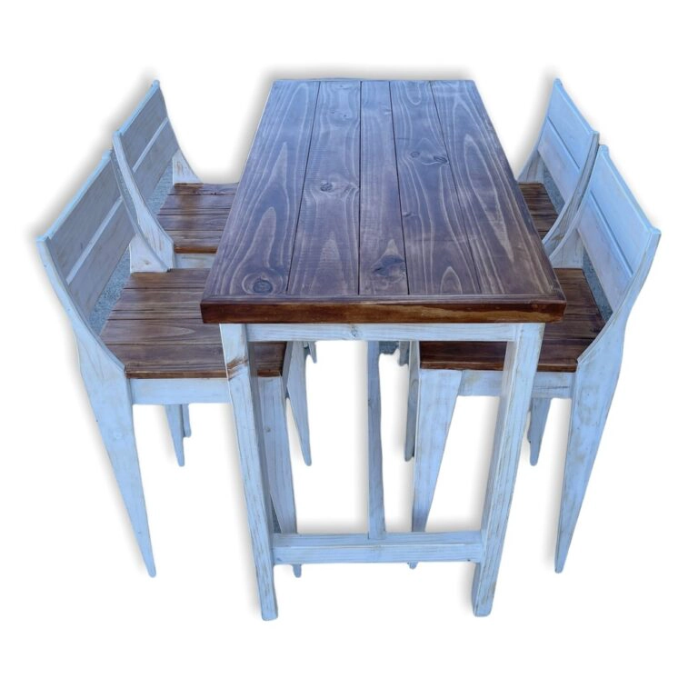 MESA DE COMEDOR RÚSTICA CON 4 SILLAS TAIKKEE ESTRUCTURA BLANCO ALBAYALDE - 4