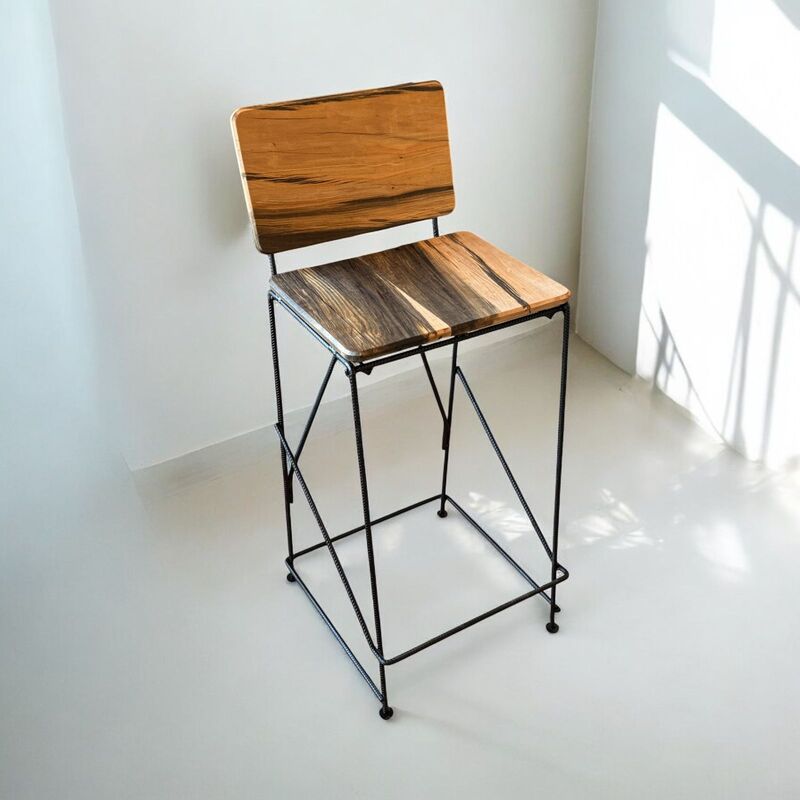 TABURETE TAIKKEE MADERA DE ROBLE INDUSTRIAL CON Y HIERRO - 2