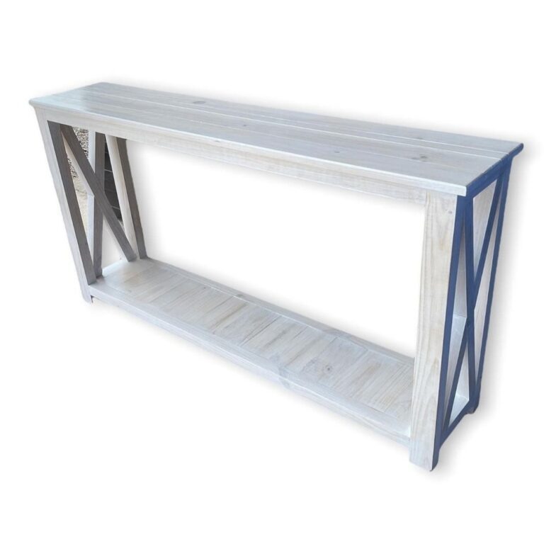 MESA TAIKKEE ARRIMO RÚSTICO CRUZ DECAPADO BLANCO MADERA - 2