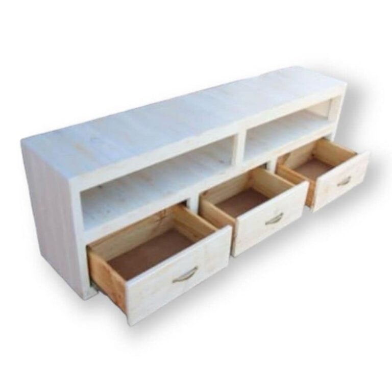 MUEBLE RACK PARA TV EN MADERA TAIKKEE COLOR BLANCO DECAPADO - 2