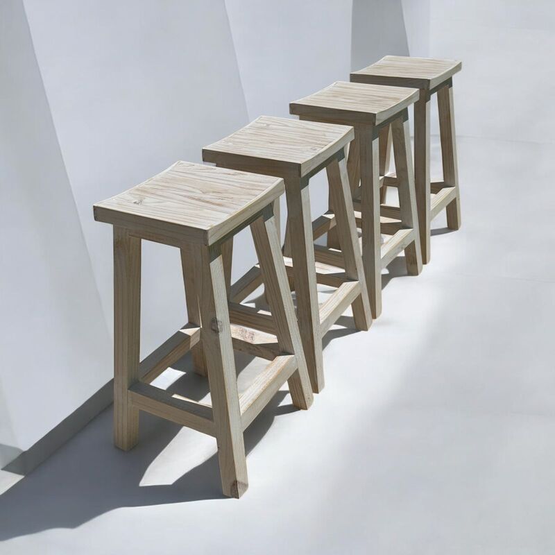 PACK 4 TABURETES DE MADERA TAIKKEE COLOR BLANCO ALBAYALDE - 2
