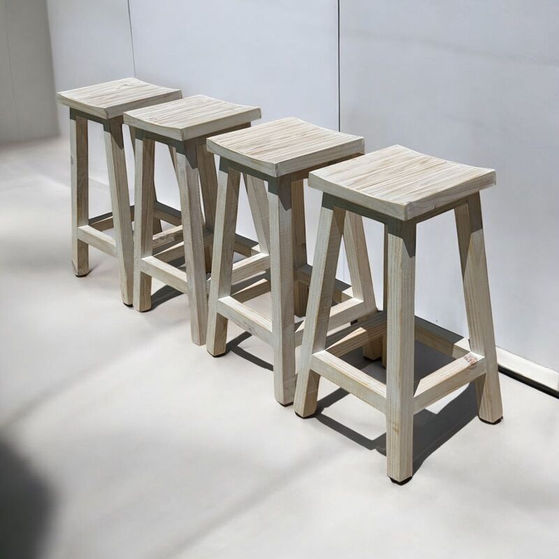 PACK 4 TABURETES DE MADERA TAIKKEE COLOR BLANCO ALBAYALDE - 3