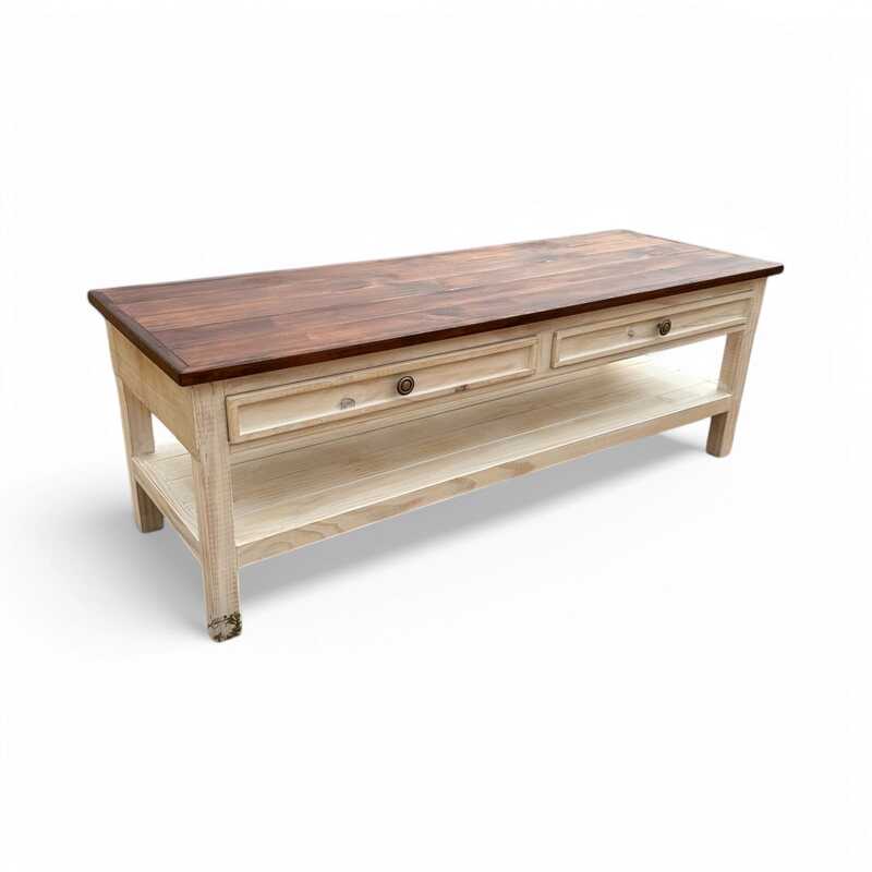 MESA DE CENTRO MADERA CON 2 CAJONES TAIKKEE CUBIERTA CAFÉ - 1