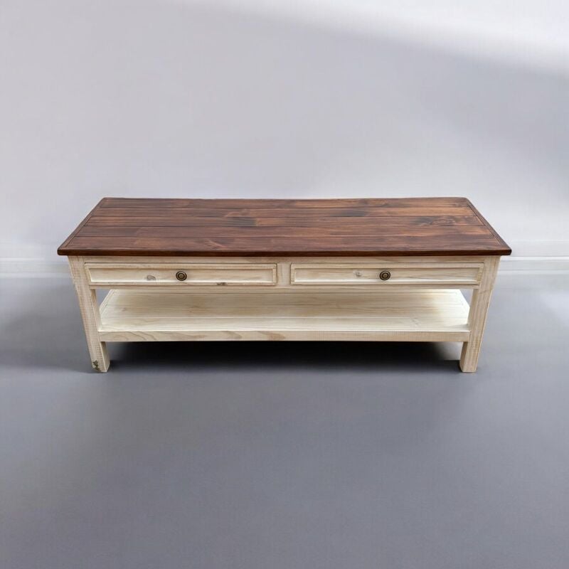 MESA DE CENTRO MADERA CON 2 CAJONES TAIKKEE CUBIERTA CAFÉ - 2