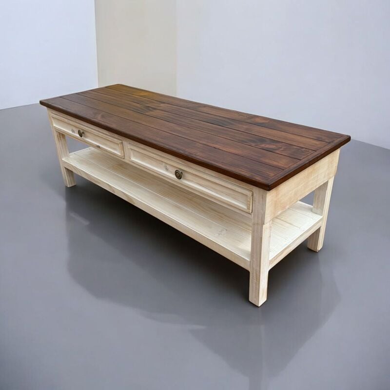 MESA DE CENTRO MADERA CON 2 CAJONES TAIKKEE CUBIERTA CAFÉ - 3