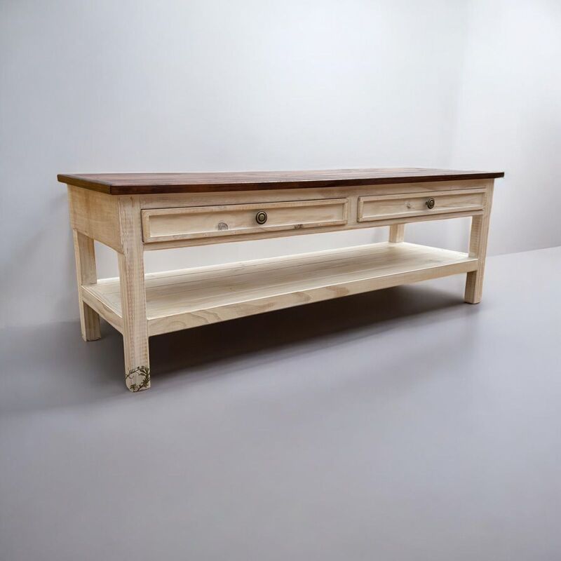 MESA DE CENTRO MADERA CON 2 CAJONES TAIKKEE CUBIERTA CAFÉ - 4