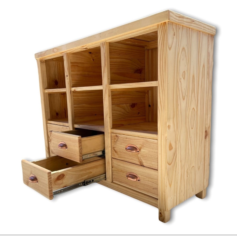 MUEBLE BUFFET DE MADERA RÚSTICO TAIKKEE CON 6 CAJONES - 4