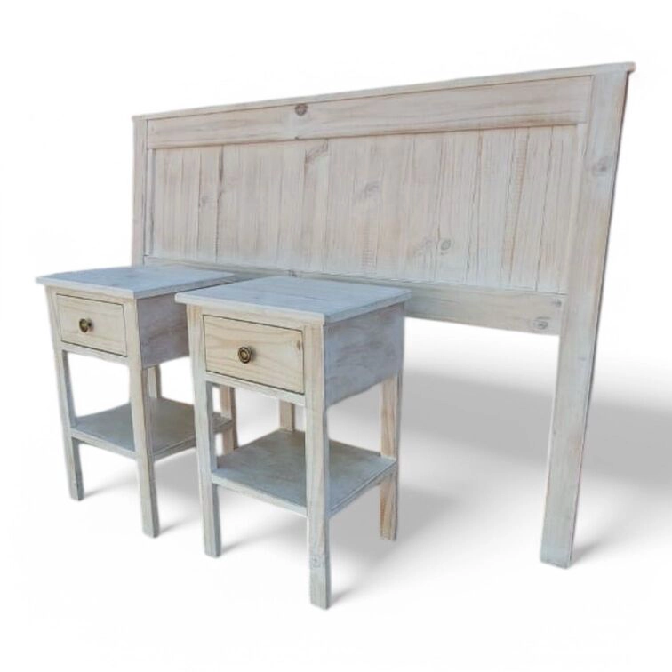 SET RESPALDO DE CAMA 2 PLAZAS + 2 VELADORES TAIKKEE EN COLOR BLANCO ALBAYALDE - 7