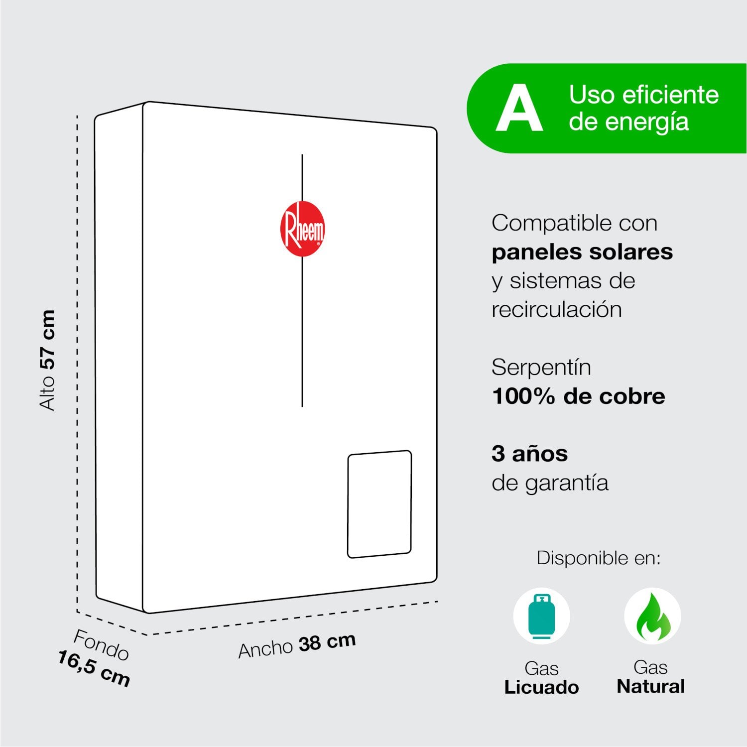 CALEFONT A GAS NATURAL 21 L RHEEM TIRO FORZADO - 7