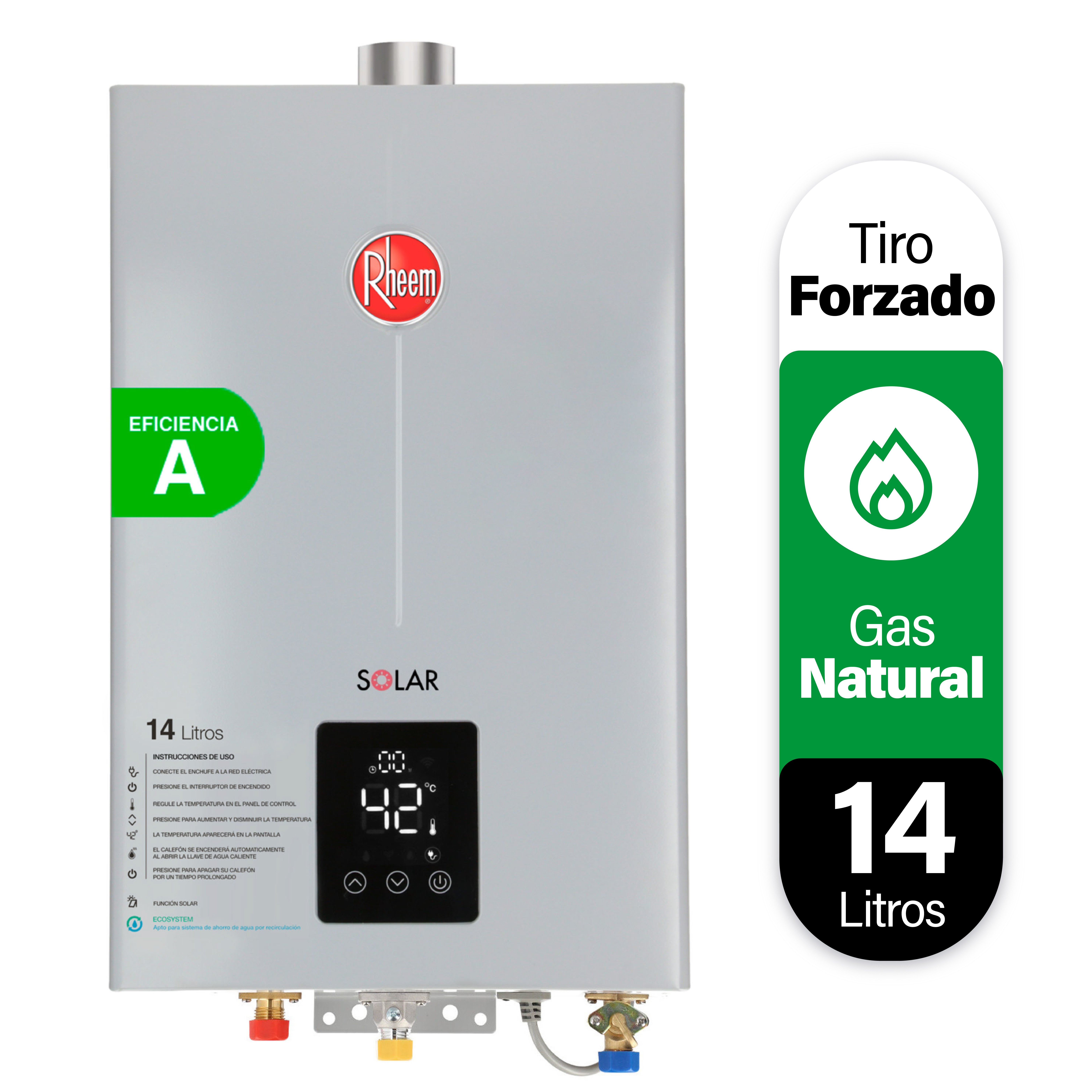 CALEFONT A GAS NATURAL 14 L RHEEM TIRO FORZADO