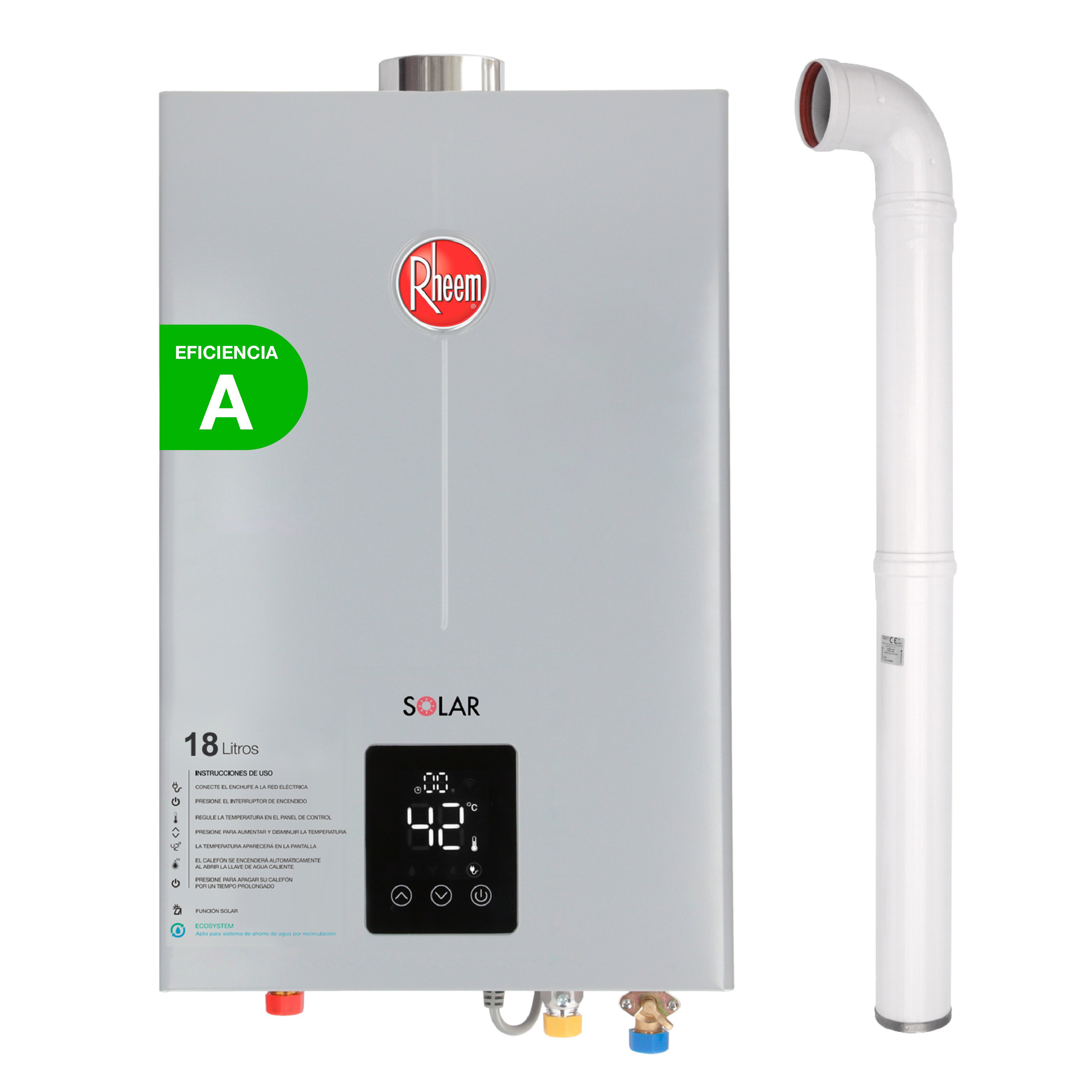 RHEEM PACK RHEEM CALEFONT 18 LITROS TIRO FORZADO GAS NATURAL + KIT