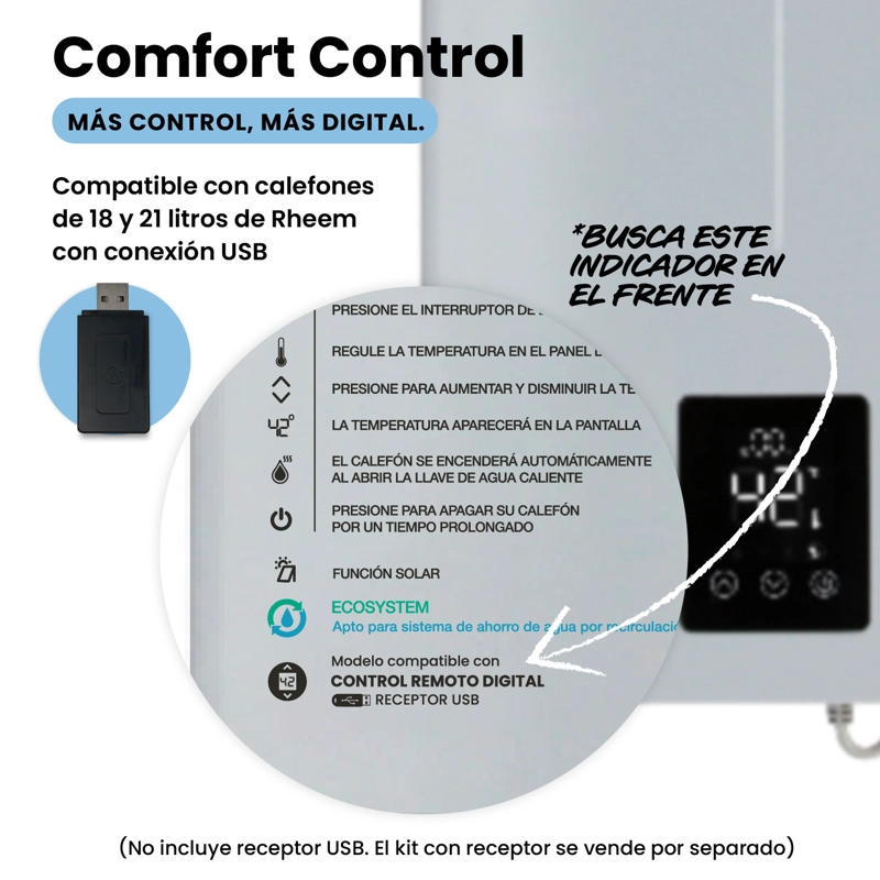 CONTROL DE TEMPERATURA DIGITAL SIN RECEPTOR USB RHEEM - 3