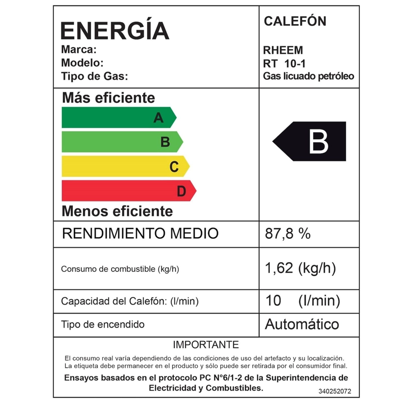 CALEFONT 10 LITROS GAS LICUADO TIRO NATURAL RHEEM - 3