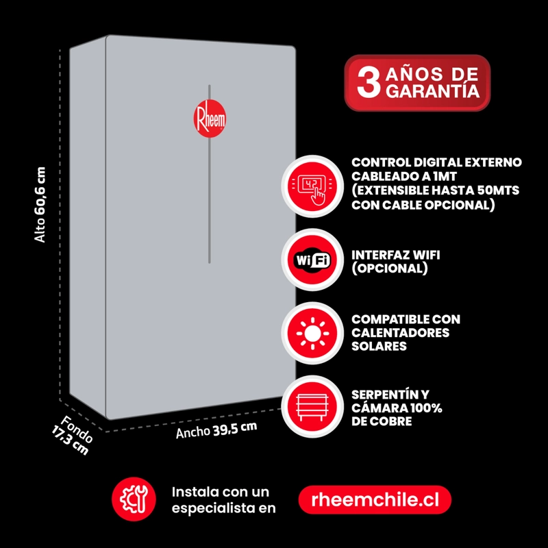 CALEFONT 28 LITROS GAS LICUADO TIRO FORZADO RHEEM - 9