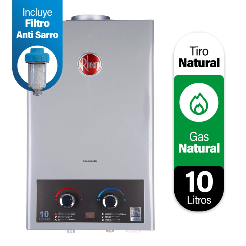 CALEFONT 10 LITROS GAS NATURAL TIRO NATURAL RHEEM - 2