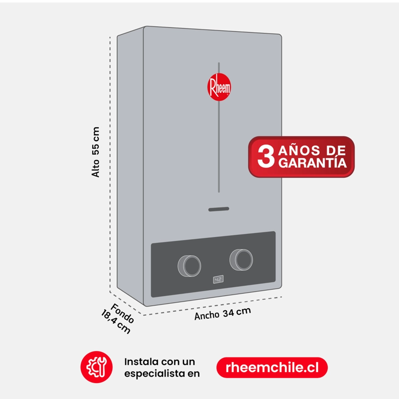 CALEFONT 10 LITROS GAS NATURAL TIRO NATURAL RHEEM - 4