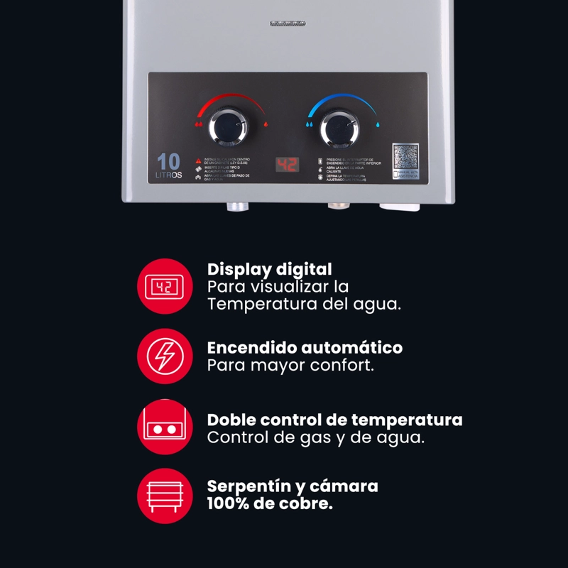 CALEFONT 10 LITROS GAS NATURAL TIRO NATURAL RHEEM - 5