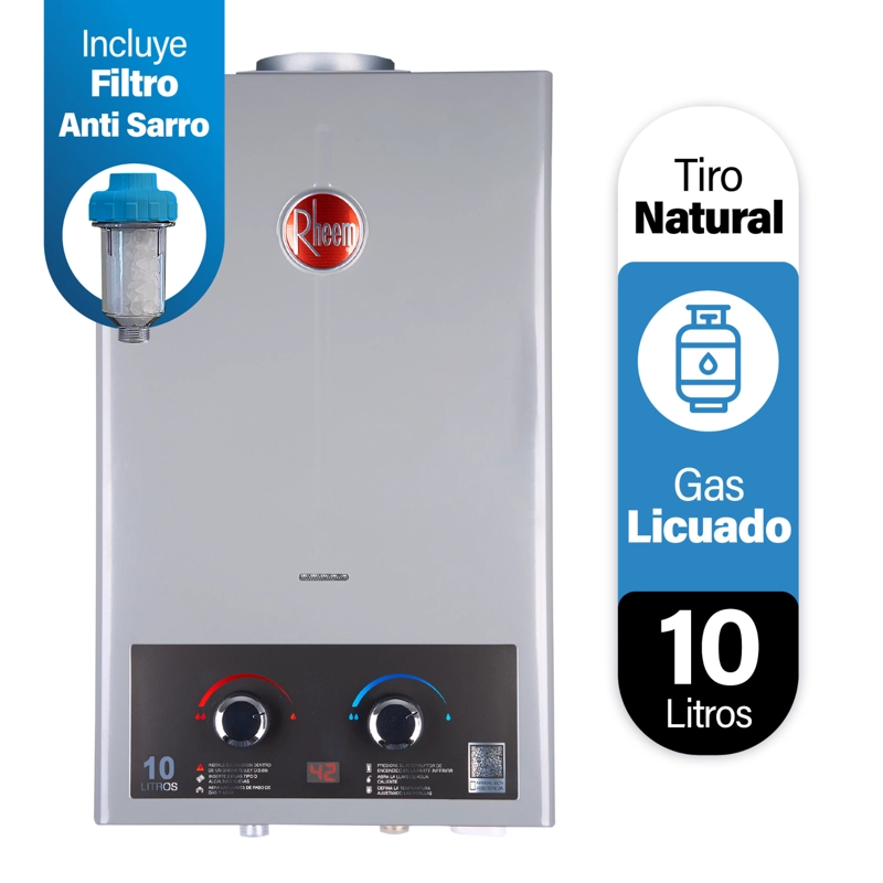 CALEFONT DIGITAL 10 LITROS GAS LICUADO TIRO NATURAL RHEEM - 2