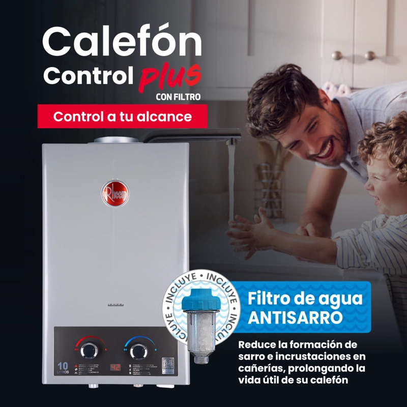 CALEFONT DIGITAL 10 LITROS GAS LICUADO TIRO NATURAL RHEEM - 8