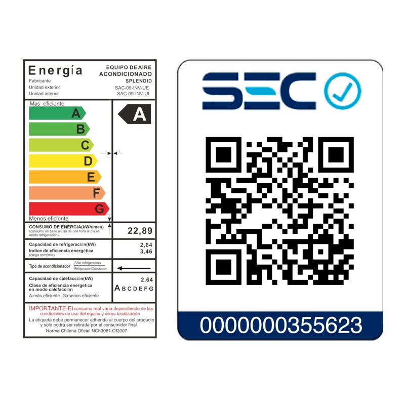AIRE ACONDICIONADO 9000 BTU INVERTER SPLENDID - 9