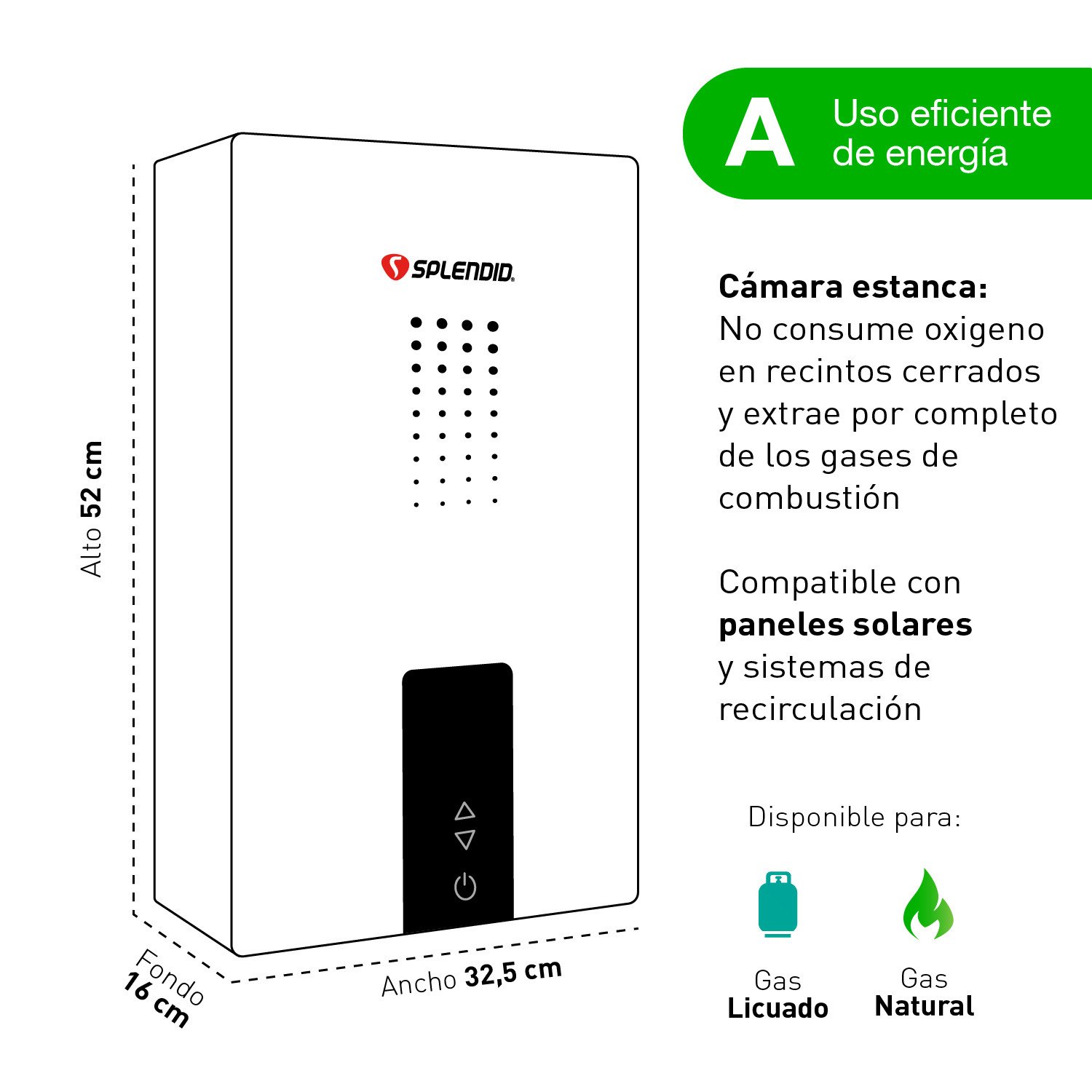 CALEFONT SPLENDID 10 LITROS GAS LICUADO CÁMARA ESTANCA - 6