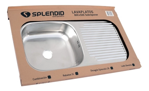 LAVAPLATOS 800X500 CON REBALSE SOBREPONER COMB. DERECHO - 7