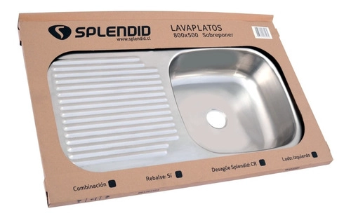 LAVAPLATOS SOBREPONER 800X500 COMBINACION IZQUIERDO SPLENDID - 7
