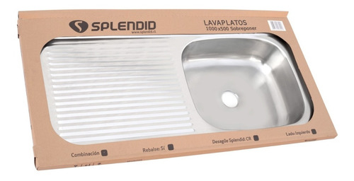 LAVAPLATOS SPLENDID SOBREPONER COMB IZQUIERDO 1000 X 500 CM - 7