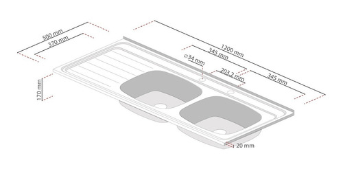 LAVAPLATOS SPLENDID SOBREPONER COMB IZQUIERDO 1200 X 500 CM - 3